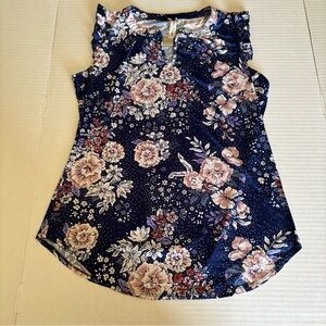 PerSeption Concept Navy Floral Blouse size S